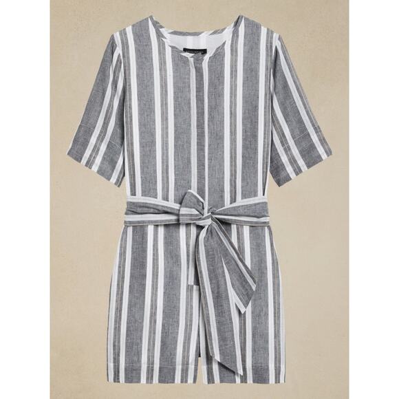 Banana Republic Linen Blend Striped Romper size 8 - Picture 1 of 5